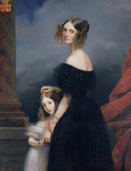 Claude Marie Dubufe with her daughter France oil painting art